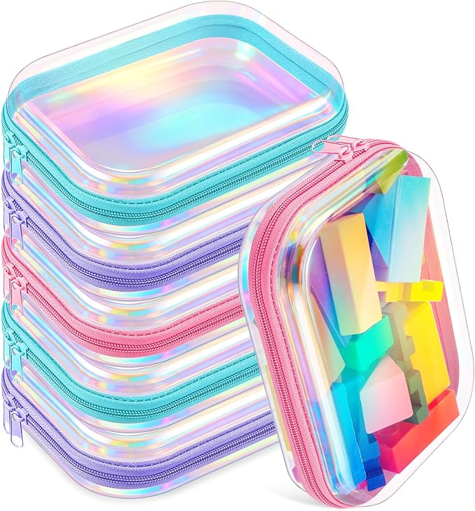 Sanwuta 6 Pcs Clear Hard Zipper Case Hard Plastic Zipper Pouches Transparent by Sanwuta