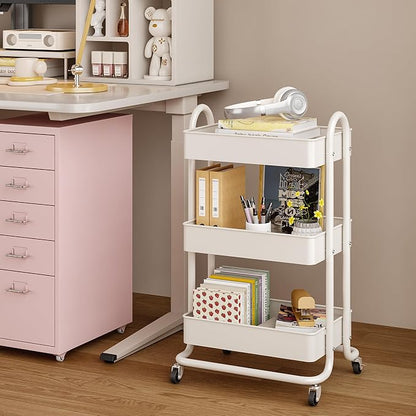 MIOCASA 3-Tier Metal Utility Rolling Cart, Heavy Duty Multifunction Cart - Image 7