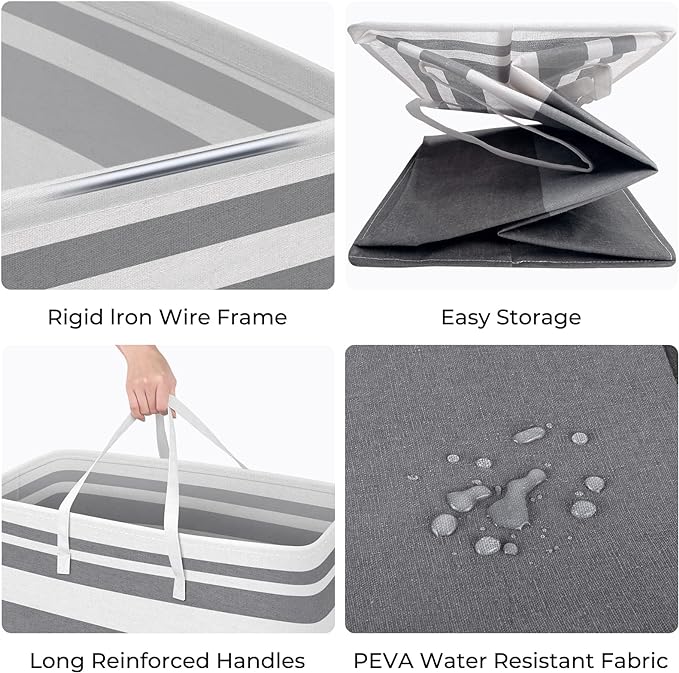 HomeHacks 2 Pack Large Laundry Baskets, Waterproof, Freestanding Laundry Hampers - Image 2