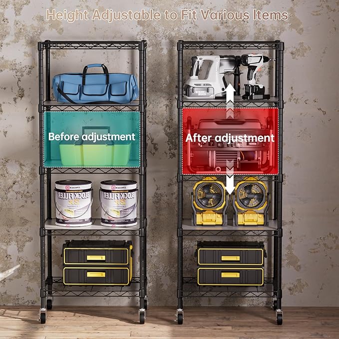 SINGAYE Small Wire 5 Adjustable Shelves Pantry Metal Shelf Floor Organizer | - Image 4
