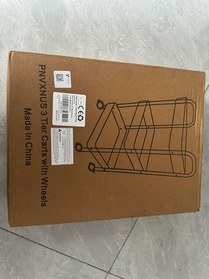 3-Tier Rolling Cart, Metal Utility Storage Carts - Image 7