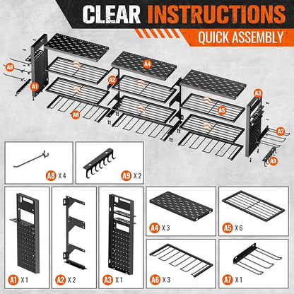 49.8" W Large Power Tool Organizer Wall Mount, Heavy Duty Tool Organizer - Image 8