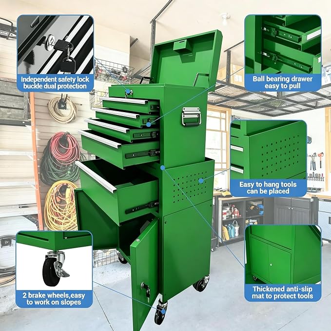 GarveeTech 20 Inch 5 Drawer Rolling Tool Box - Image 4