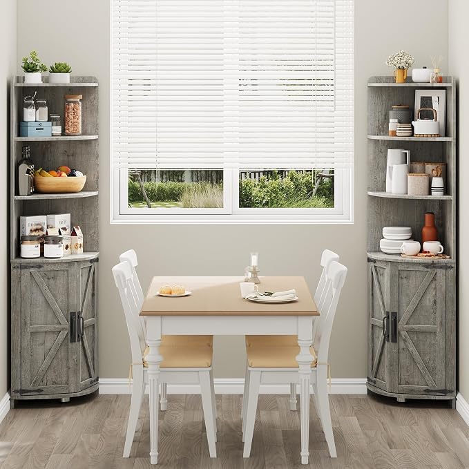 Vabches Tall Corner Cabinet, Farmhouse Corner Storage Shelf - Image 5