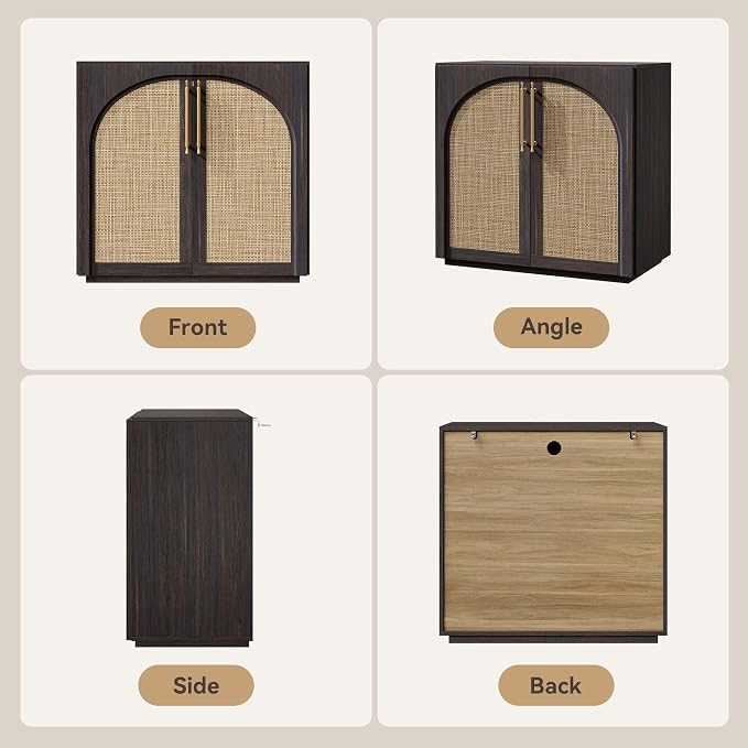 Buffet Cabinet with Rattan Doors, 94.5'' W Arched Storage Cabinet | Modular - Image 8