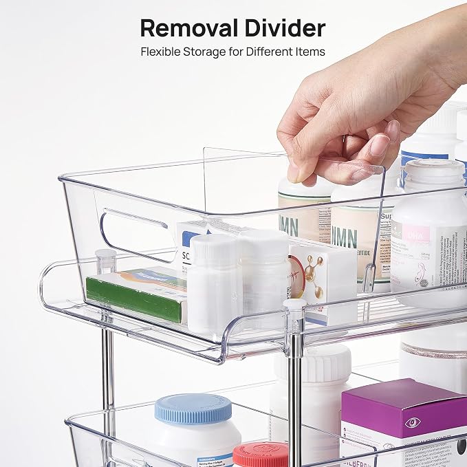 Vtopmart 2 Pack Larger Plastic Bathroom Under Sink Pull-Out Organizer - Image 4