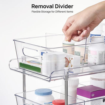Vtopmart 2 Pack Larger Plastic Bathroom Under Sink Pull-Out Organizer - Image 4