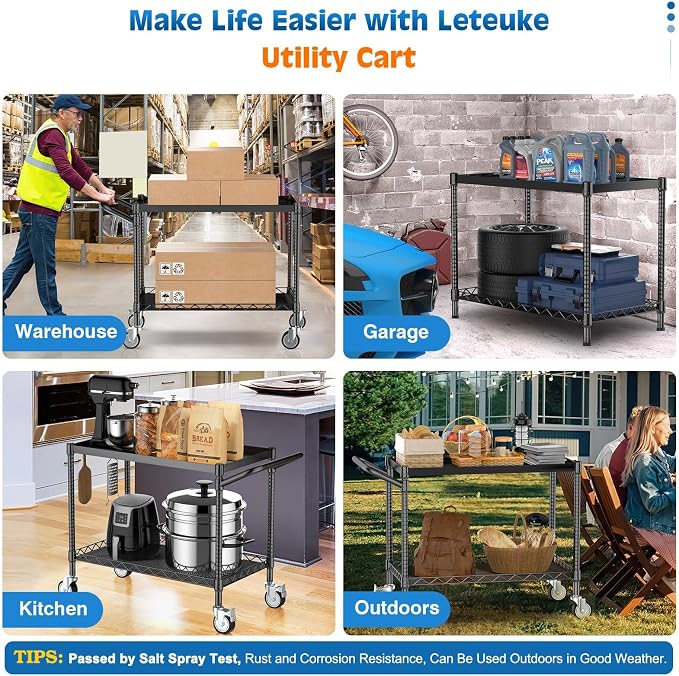 Leteuke 2 Tier Utility Cart - Image 7