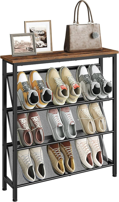 CHOEZON Shoe Rack, 4-Tier Slanted Shoe Storage Shelf, Narrow Shoe Rack by Choezon