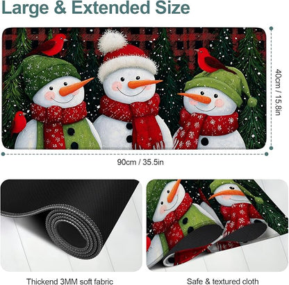 Three Snowmen Gaming Mouse Pad 35.4"x15.7"Desk Mat Anti-Slip Rubber Base & - Image 2