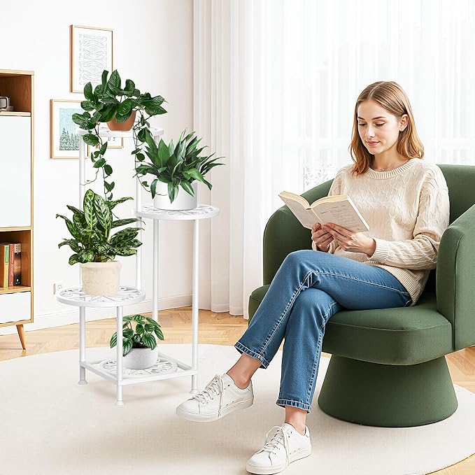 4 Tier Plant Stand Indoor Outdoor, Metal Flower Shelf Display Holder - Image 6