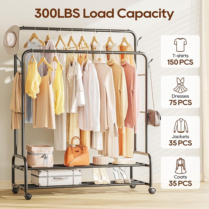 TigerParty Double Rods Clothes Rack - Image 2
