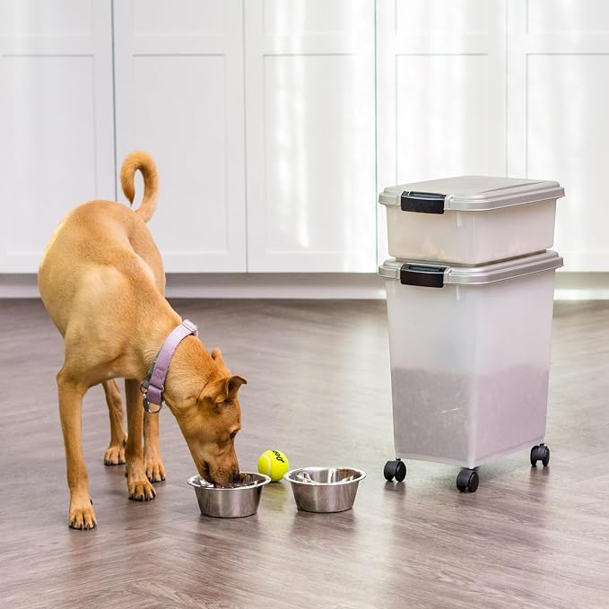 IRIS USA 30 lbs & 11 lbs Combo Airtight Dog Food Storage Container, Stackable - Image 4