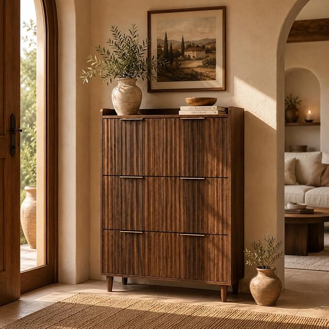 VINGLI Fluted Shoe Storage Cabinet - Image 4
