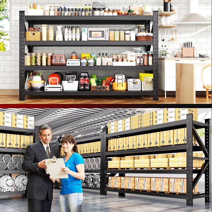 6000LBS Heavy Duty Metal Garage Shelving, 4-Tier Adjustable Storage Shelves - Image 8