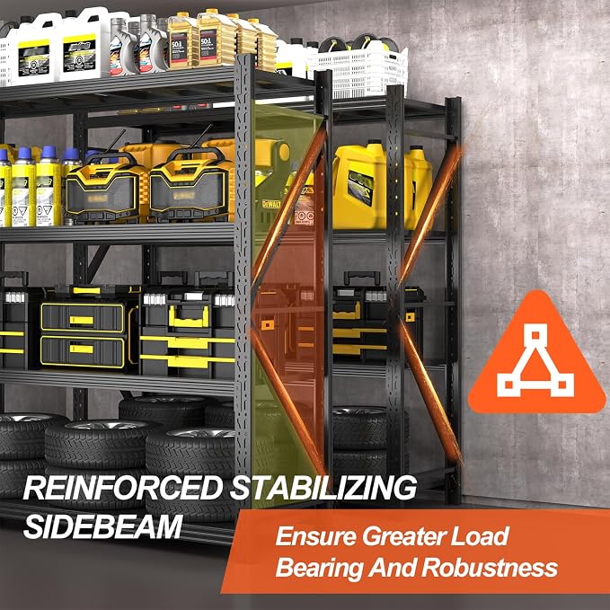 Metal Garage Shelving Unit, Heavy Duty Adjustable Industrial Storage Shelves - Image 4