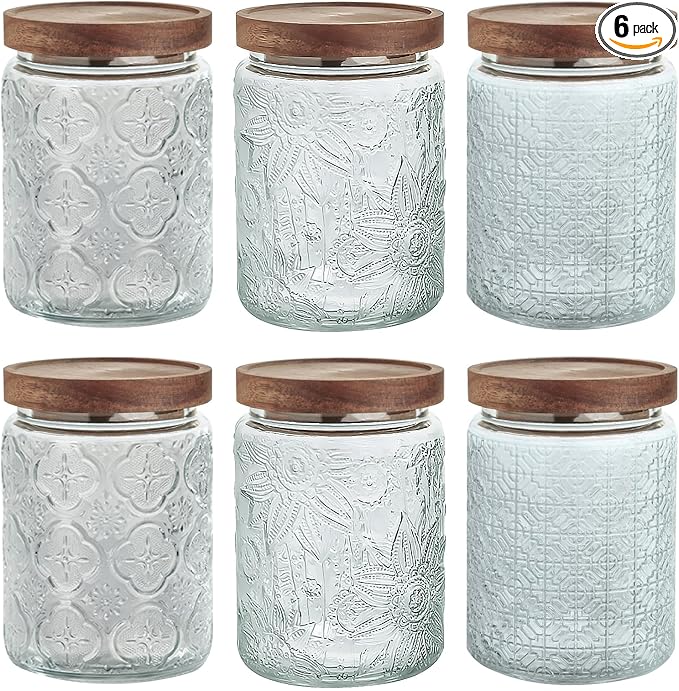 24 OZ/6 PCS Glass Storage Jar by YUTGSMPO