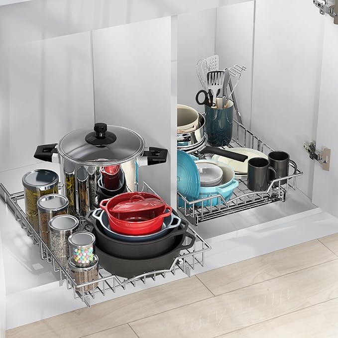Simple Houseware Under Cabinet Pull Out Sliding Shelf Drawer, 18Dx14W | - Image 4