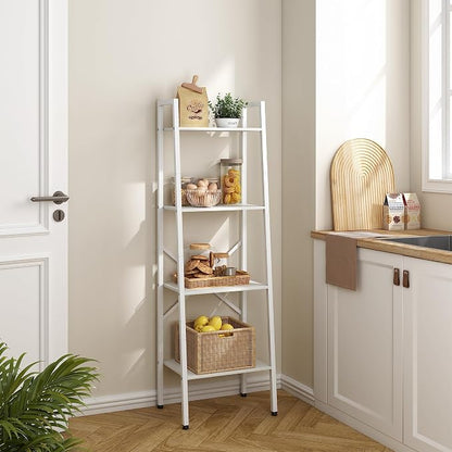Hoctieon 4-Tier Industrial Ladder Bookshelf, Narrow Ladder Shelf, Tall Standing - Image 5