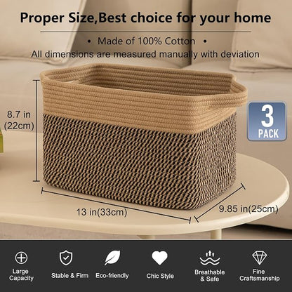 OIAHOMY 3 Pack Storage Basket for Organizing, Woven Basket Basket - Image 3