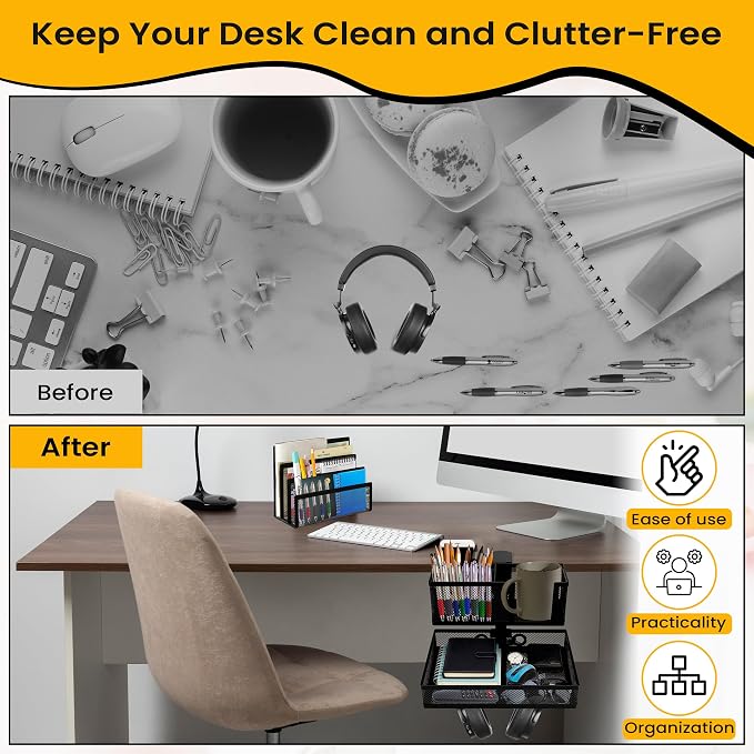 6-in-1 Under Desk Drawer Organizer - Image 4