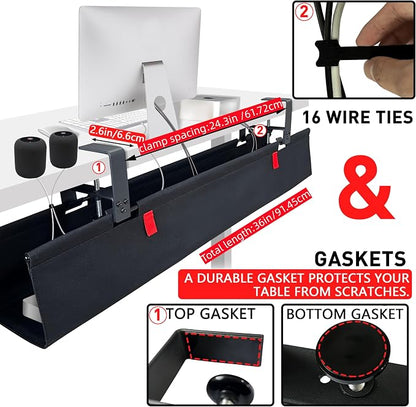 Under Desk Cable Management No Drill – 36" L x 6" W Cord Organizer, Upgraded - Image 2