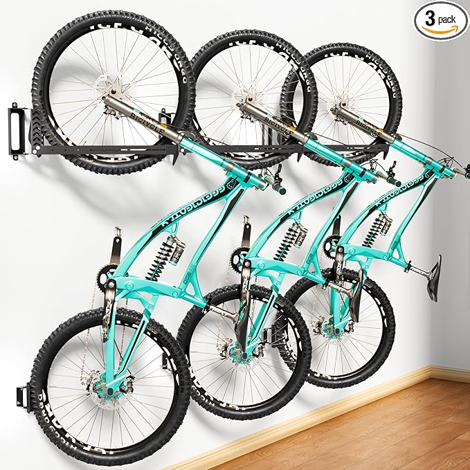 3-Pack Swivel Bike Rack Wall Mount, Bike Hangers by Byokay