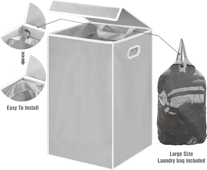 Simple Houseware Foldable Laundry Hamper Basket - Image 3