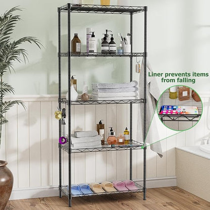 Storage Shelves, 21.3" W x 11.8" D x 58.5" H Wire Shelving Unit Loads 550LBS - Image 6