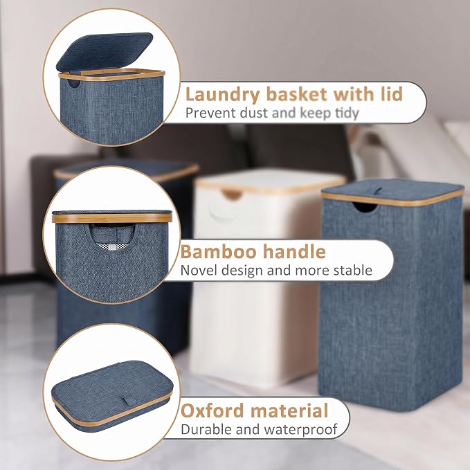 iEGrow 65L Slim Laundry Hamper, Narrow Laundry Basket - Image 5