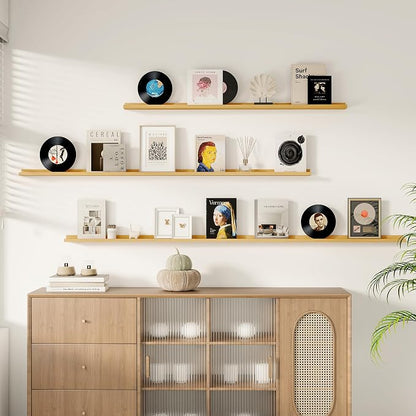 Floating Picture Ledge Shelves for Wall Set of 2, 95 Inches Picture Ledge Shelf - Image 2