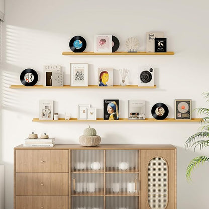 Floating Picture Ledge Shelves for Wall Set of 2, 72 Inches Picture Ledge Shelf - Image 2