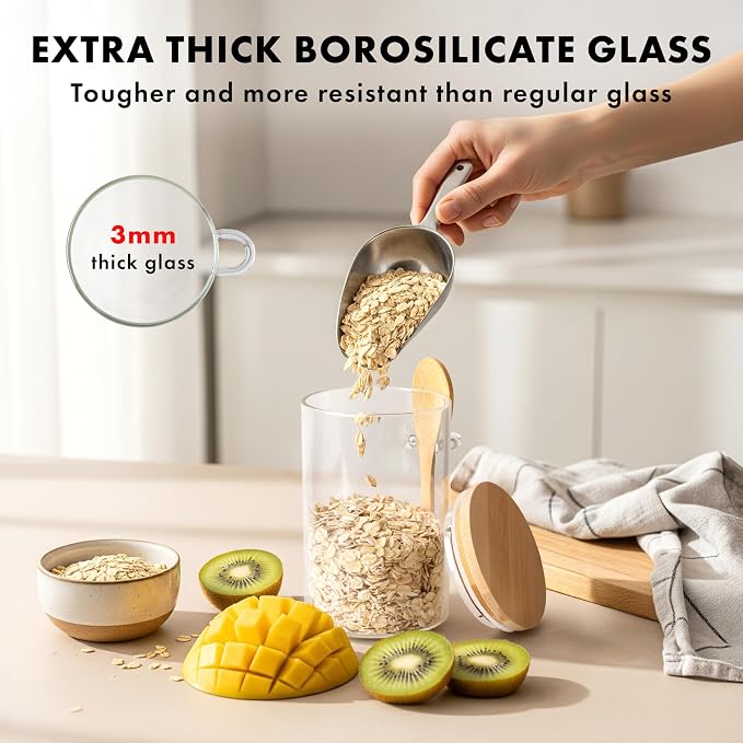 Overnight Oats Containers with Lids, Labels & Spoons Glass Jars - Image 3