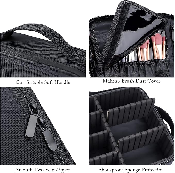 JOURMON Travel Makeup Bag, Large Capacity Cosmetic Train Case - Image 5