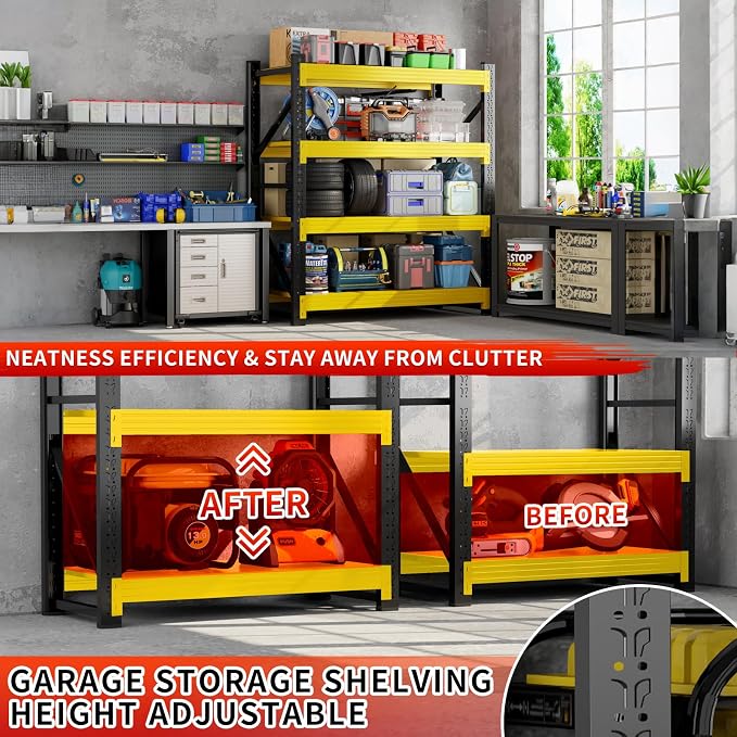 4000LBS Garage Storage Shelves, 4 Tier Metal Utitly Shelves Industrial Shelving - Image 5