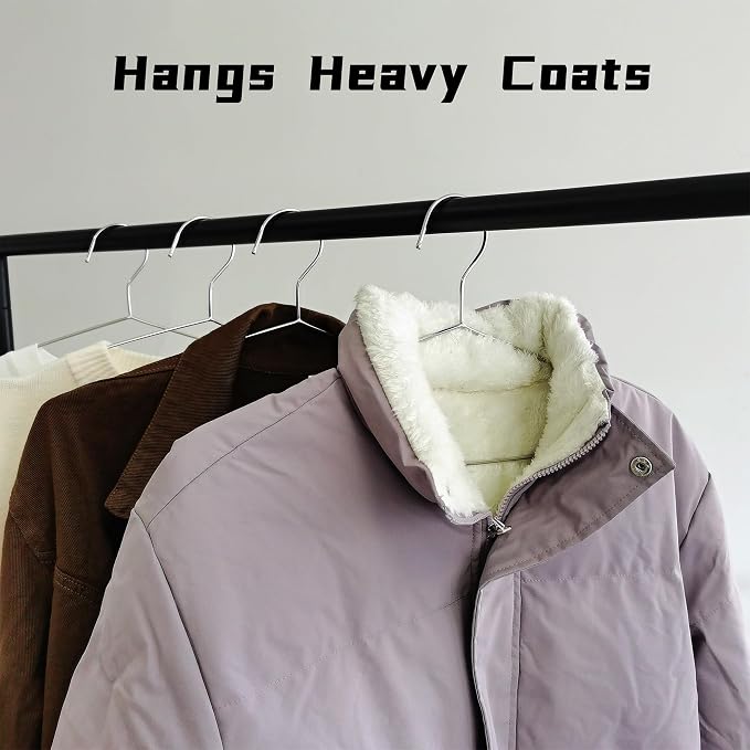 Wire Hangers 100 Pack, Heavy Duty, Space Saving, Stainless Steel, 16.5inches - Image 3
