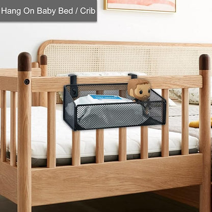 Bedside Caddy Hanging Storage Basket Beside Shelf Metal Organizer - Image 6
