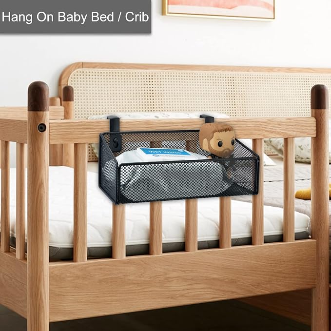 Bedside Caddy Hanging Storage Basket Beside Shelf Metal Organizer - Image 6