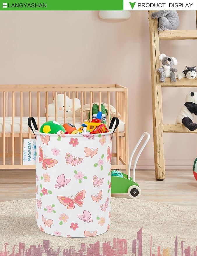 LANGYASHAN Laundry Basket Canvas Fabric Collapsible Organizer Basket - Image 5