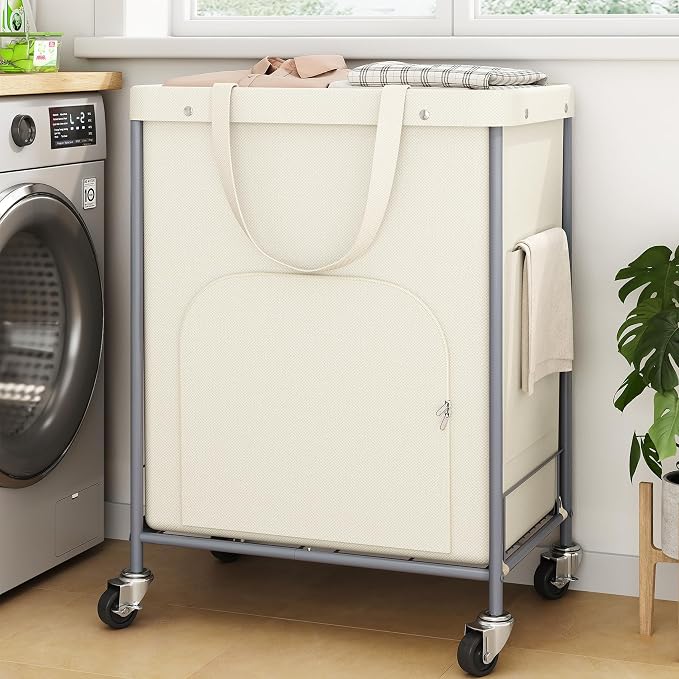 170L Large Laundry Basket with Wheels, Rolling Laundry Hamper Easy Access - Image 2