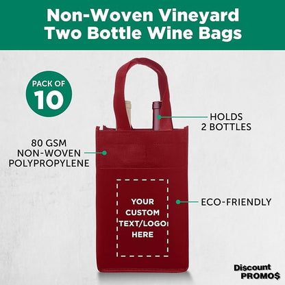 DISCOUNT PROMOS Non-Woven Vineyard Two Bottle Wine Bags - Image 3