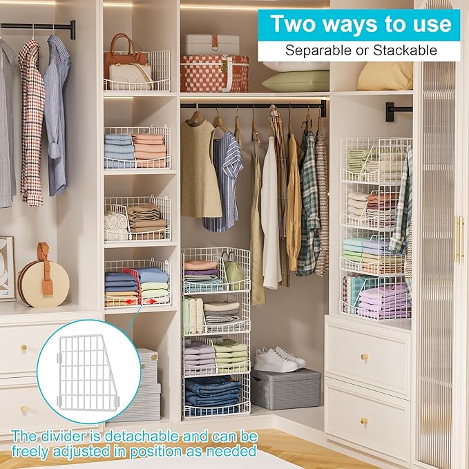 4-Tier Stackable Closet Organizers and Storage Basket - Image 3