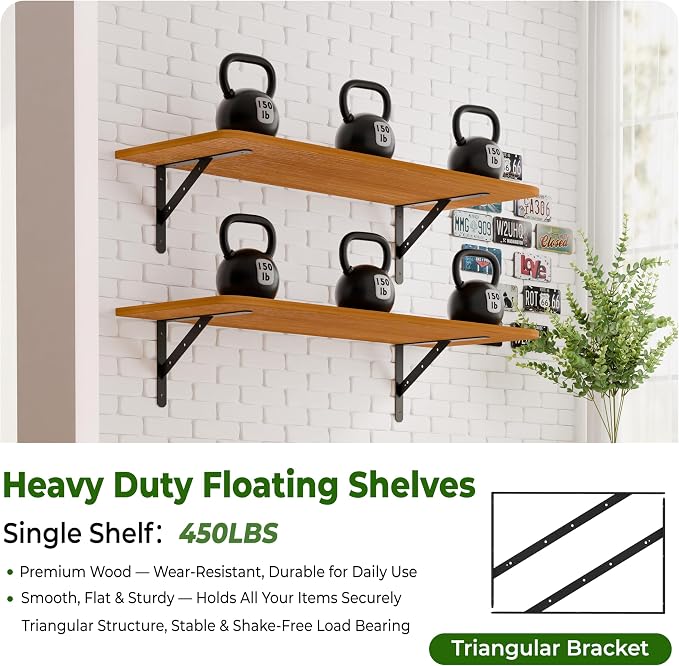 Dogsky 2-Pack Garage Storage Shelving Wall Mounted, 4x2Ft Heavy Duty Wood - Image 5