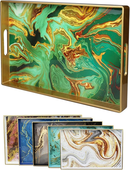 Green Marbling Decorative Tray by Leemxiiny