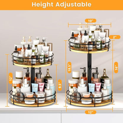2 Tier Lazy Susan Spice Rack Organizer, Rotating Turntable, 12 Inch, - Image 3