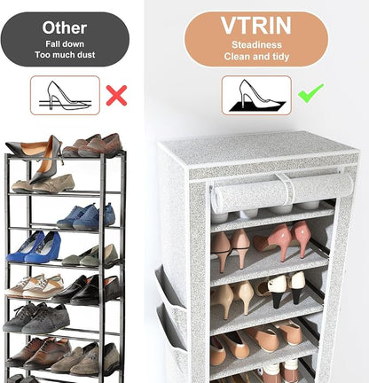 VTRIN Vertical Narrow Shoe Rack Organizer Tall Shoe Rack - Image 6