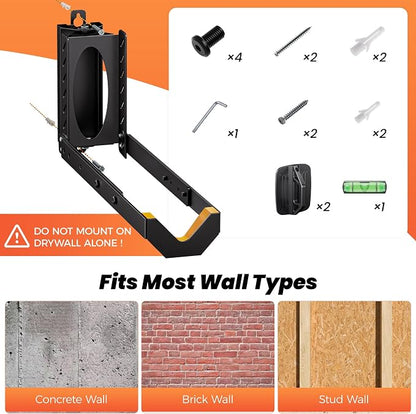 2 Pack Bike Wall Mount, Swivel Vertical No-Lift Bicycle Rack - Image 5