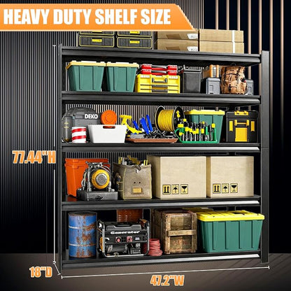 77"H-47"W Garage Shelving-3000LBS 5 Tier Storage Shelves, Adjustable Heavy Duty - Image 2