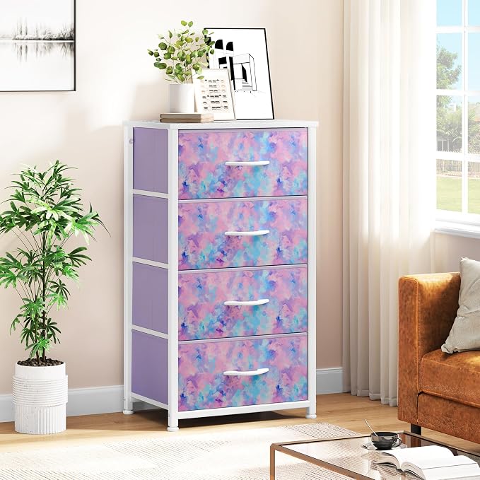 DWVO Dresser with 4 Drawers, For Bedroom, Living Room, Sturdy Steel Frame - Image 4