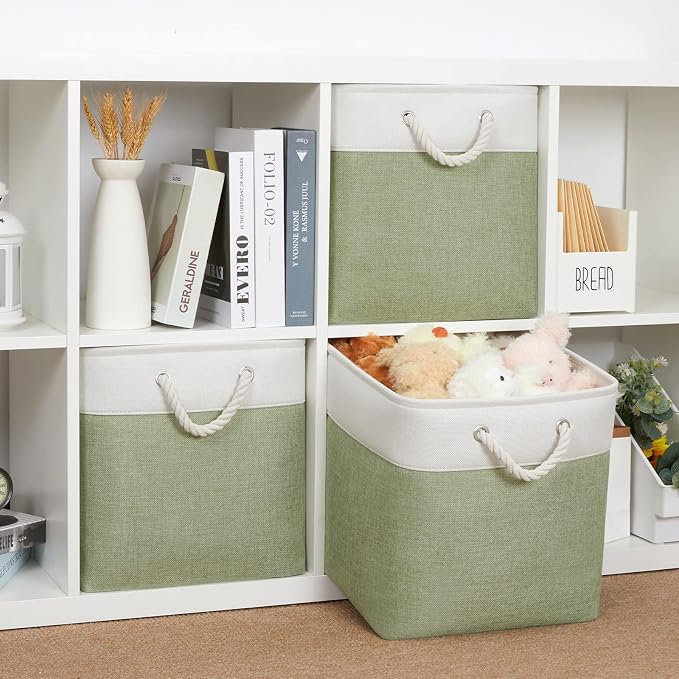 Bidtakay Cubby Storage Bins Set of 3 Fabric Baskets - Image 8